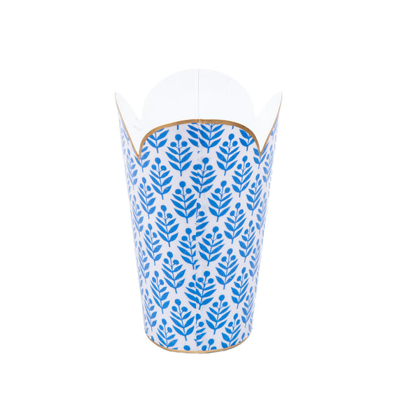 Lottie Enameled Tulip Wastebasket - Blue