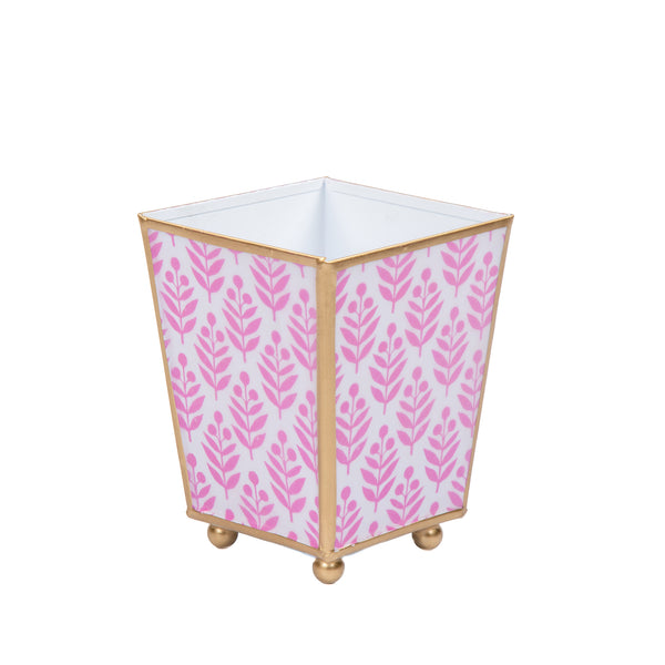 Lottie Enameled Square Cachepot Planter - Pink