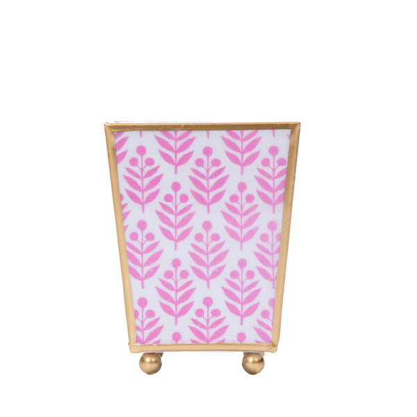 Lottie Enameled Square Cachepot Planter - Pink