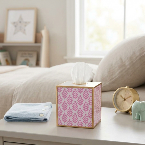 Lottie Enameled Tissue Box Cover - Pink