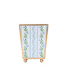 Emma Stripe Enameled Square Cachepot Planter - Blue & Green