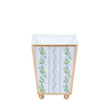 Emma Stripe Enameled Square Cachepot Planter - Blue & Green