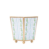 Emma Stripe Enameled Square Cachepot Planter - Blue & Green