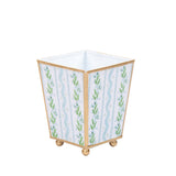 Emma Stripe Enameled Square Cachepot Planter - Blue & Green