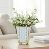 Emma Stripe Enameled Square Cachepot Planter - Blue & Green