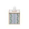 Emma Stripe Enameled Tissue Box Cover - Blue & Green