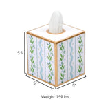 Emma Stripe Enameled Tissue Box Cover - Blue & Green