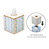 Emma Stripe Enameled Tissue Box Cover - Blue & Green