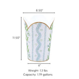 Emma Stripe Enameled Tulip Wastebasket - Blue & Green