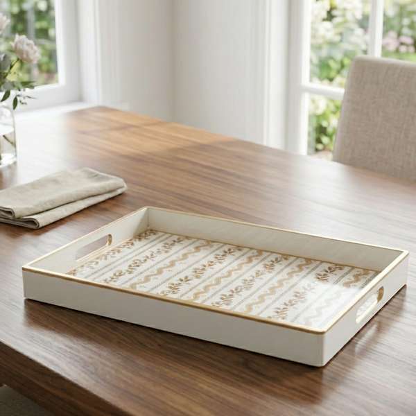 Emma Stripe Enameled Rectangular Tray 10x15