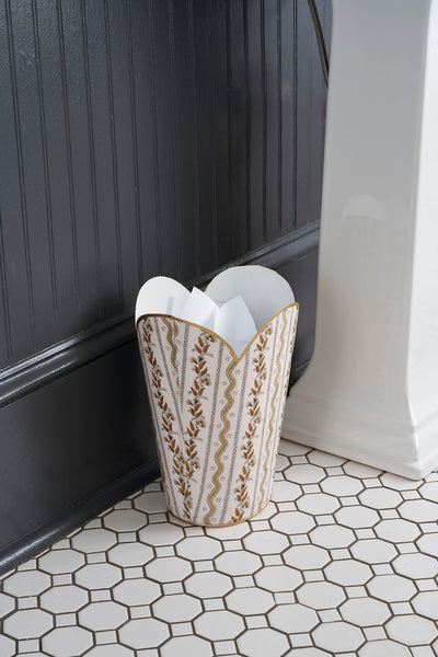 Emma Stripe Enameled Tulip Wastebasket