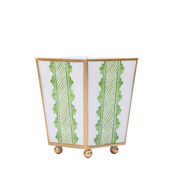 Clarabelle Enameled Square Cachepot Planter - Green