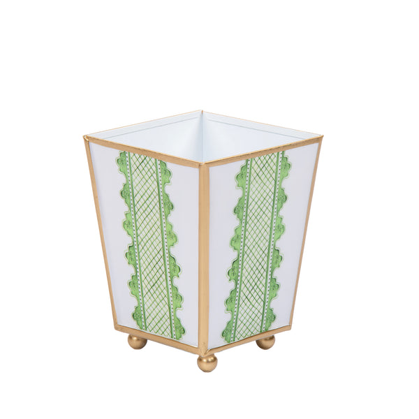 Clarabelle Enameled Square Cachepot Planter - Green