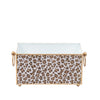 Cream Leopard Enameled Rectangular Cachepot Planter 6x12 - Cream & Brown