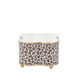 Cream Leopard Enamel Quatrefoil Cachepot Planter - Cream & Brown