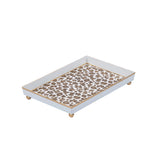 Cream Leopard Enameled Oliver Tray 8x12 - Cream & Brown