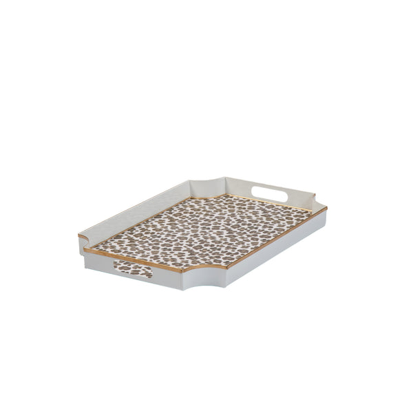 Cream Leopard Enameled Jaye Tray - Cream & Brown