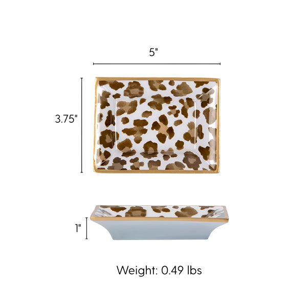 Cream Leopard Enameled Landry Tray - Cream & Brown