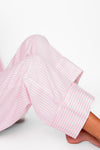 Ticking Stripe Luxe Sateen Full Pajama Set - Light Pink