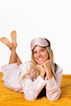 Ticking Stripe Luxe Sateen Full Pajama Set - Light Pink