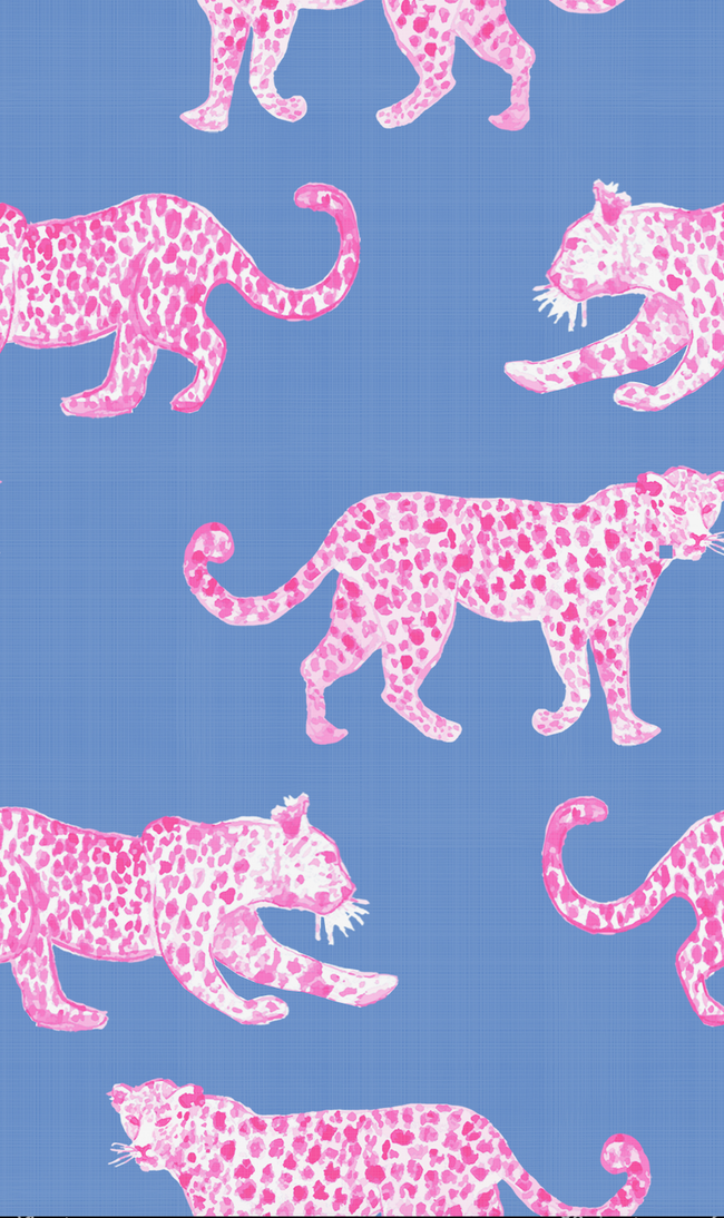 Pink Leopards Luxe Sateen Full Pajama Set - Blue & Pink