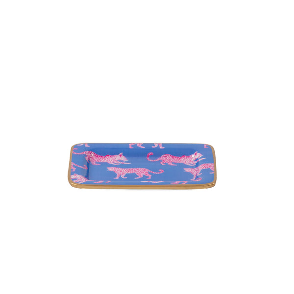 Pink Leopards Enameled Laney Tray