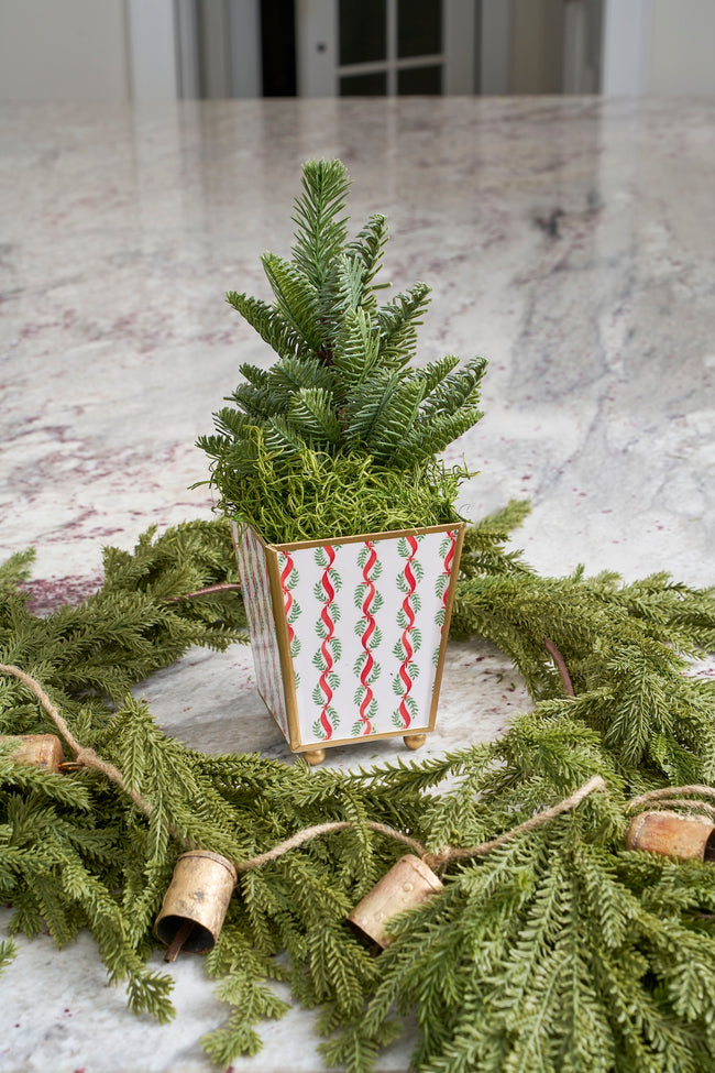 Garland Twist Enameled Square Cachepot Planter