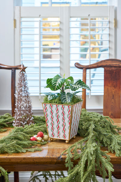 Garland Twist Enameled Square Cachepot Planter