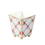 Bow Trellis Enameled Square Cachepot Planter