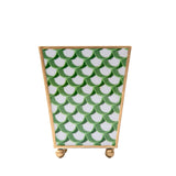 Scallops Enameled Square Cachepot Planter - Green