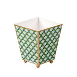 Scallops Enameled Square Cachepot Planter - Green