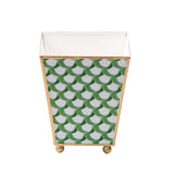 Scallops Enameled Square Cachepot Planter - Green