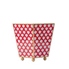 Scallops Enameled Square Cachepot Planter - Red