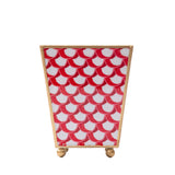 Scallops Enameled Square Cachepot Planter - Red