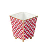 Scallops Enameled Square Cachepot Planter - Red