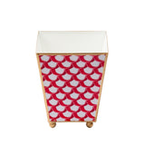 Scallops Enameled Square Cachepot Planter - Red