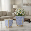 Marigold Lattice Enameled Square Cachepot Planter