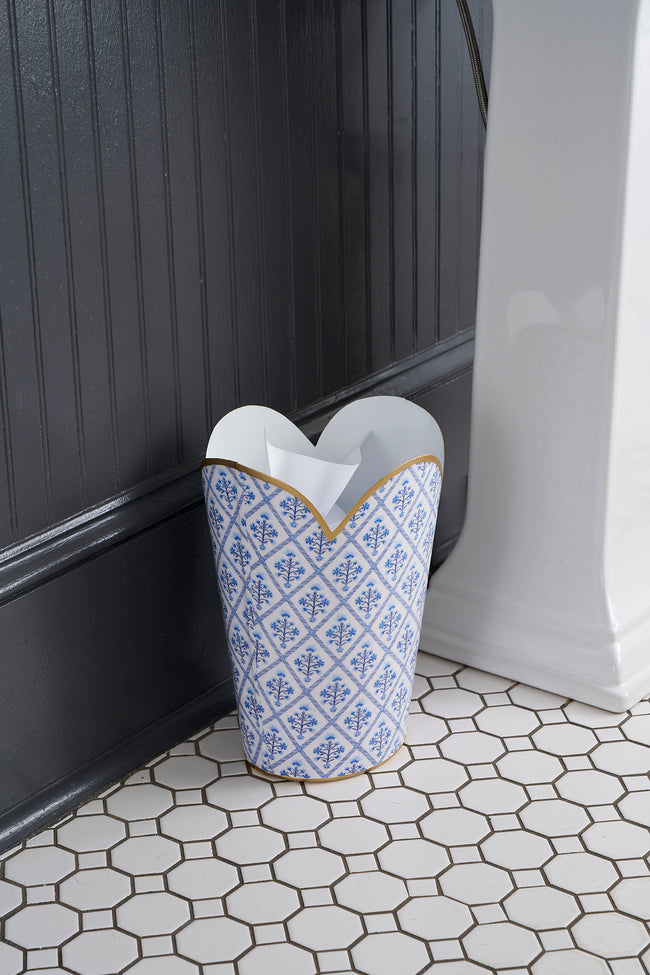 Marigold Lattice Enameled Tulip Wastebasket
