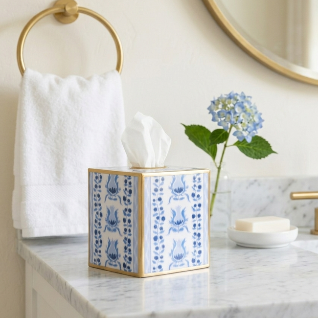 Pomegranate Enameled Tissue Box Cover