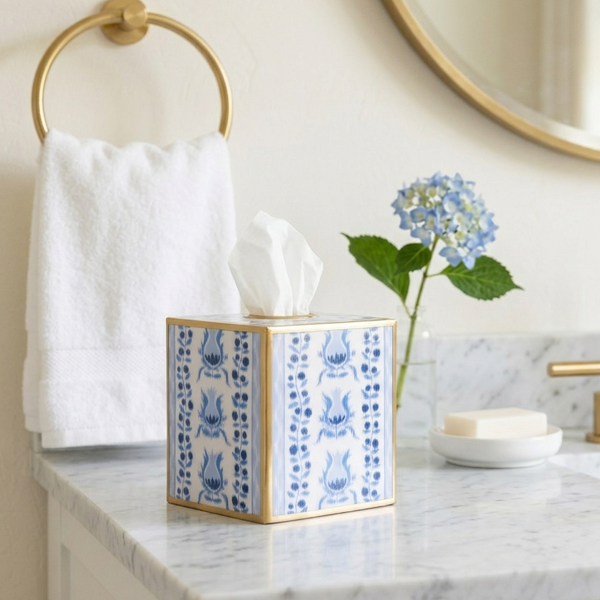 Pomegranate Enameled Tissue Box Cover