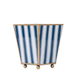 Brush Stripe Enameled Square Cachepot Planter