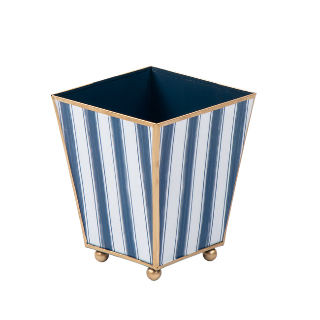 Brush Stripe Enameled Square Cachepot Planter