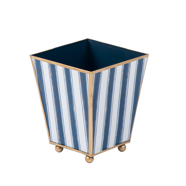 Brush Stripe Enameled Square Cachepot Planter