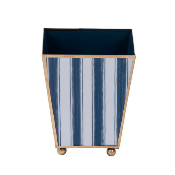 Brush Stripe Enameled Square Cachepot Planter