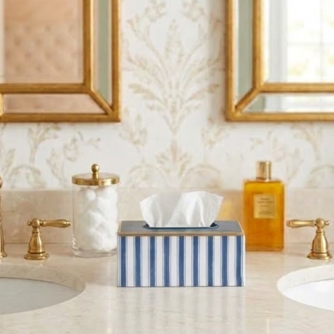 Brush Stripe Enameled Rectangular Tissue Box Cover