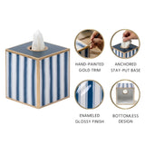 Brush Stripe Enameled Tissue Box Cover