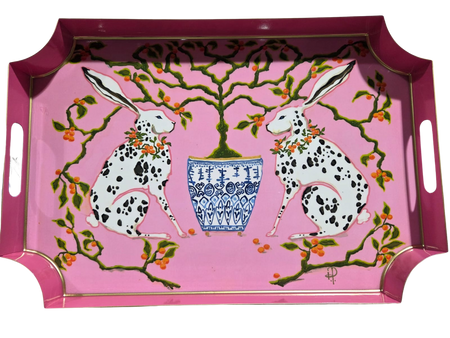 Ink Blot Enameled Tori Trinket Tray - White & Pink