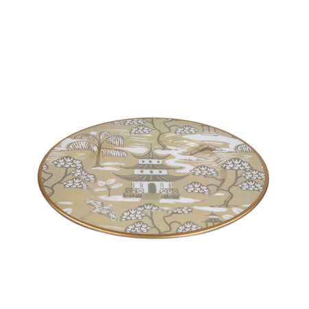 Woven Enameled Jaye Tray - Beige