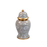 Kyoto Pagoda Enameled Ginger Jar - Large - Taupe & White