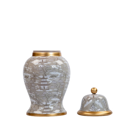 Kyoto Pagoda Ginger Jar Enameled - Petite - White & Blue